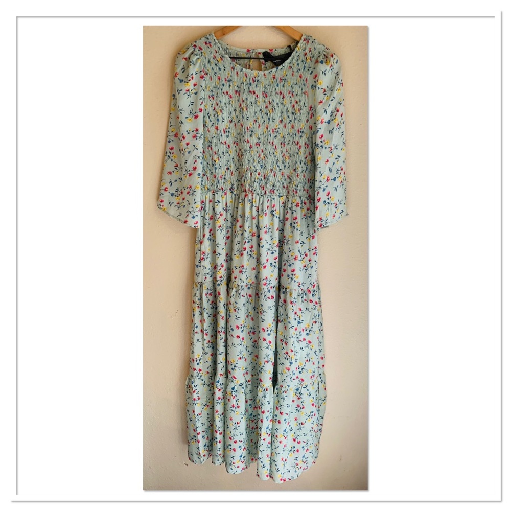 Code x Mode Floral Maxi Print Dress Green Red Multicolour Size Large - Picture 3 of 11